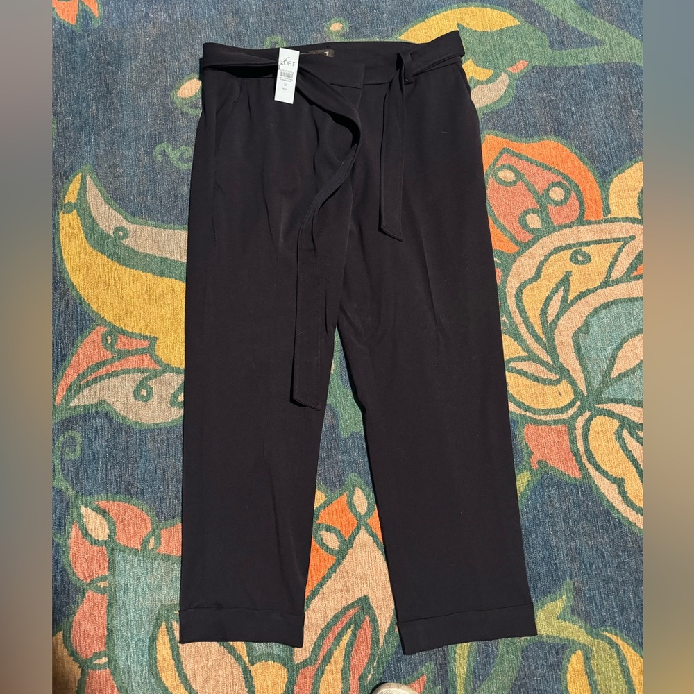 NWT black pants with built in belt.